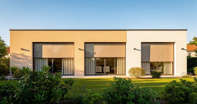 Fenêtre équipée d'un store extérieur screen pour isolation thermique en été
